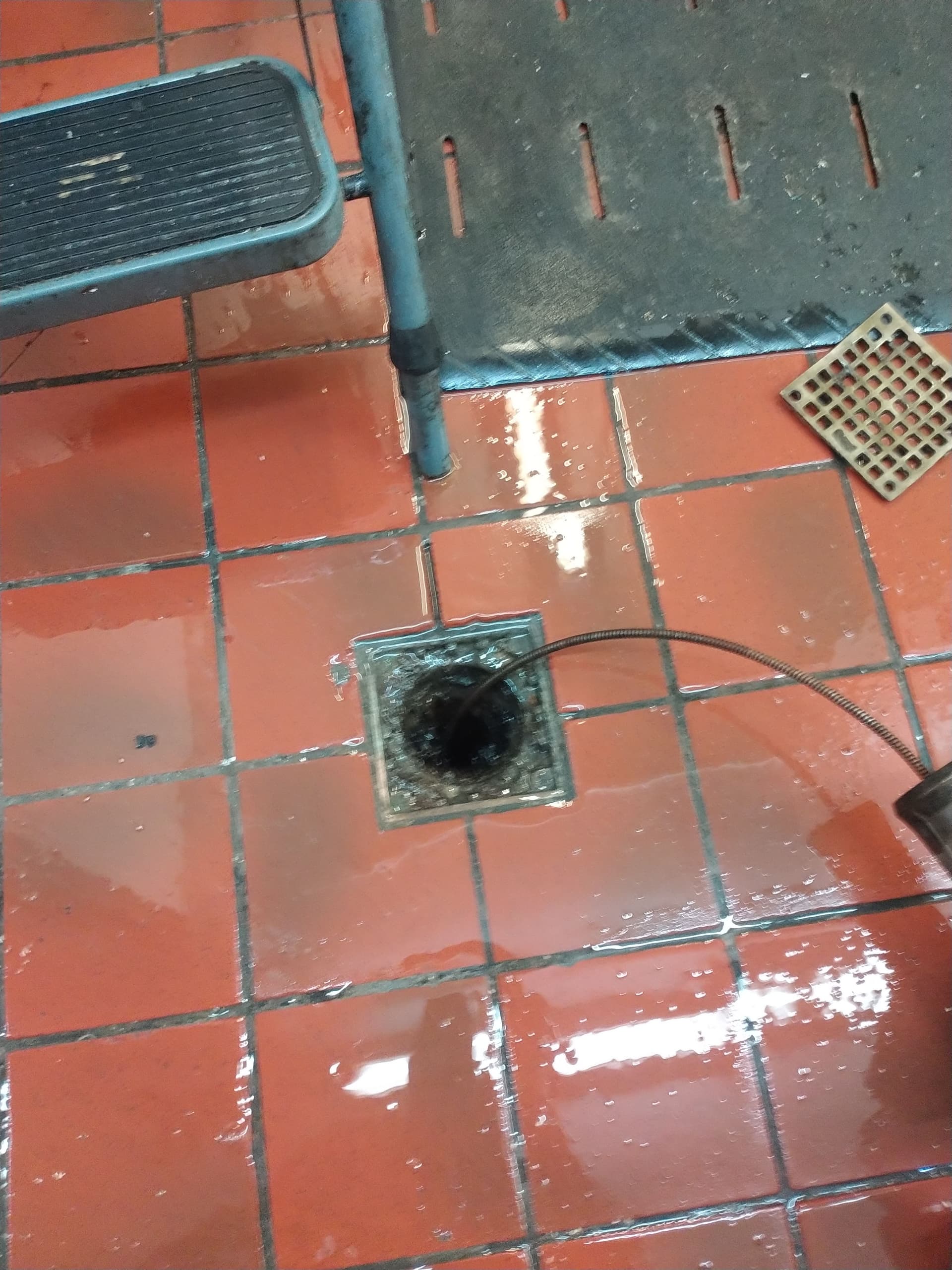 Clogged Commercial Floor Drain Cleared and Flowing Again